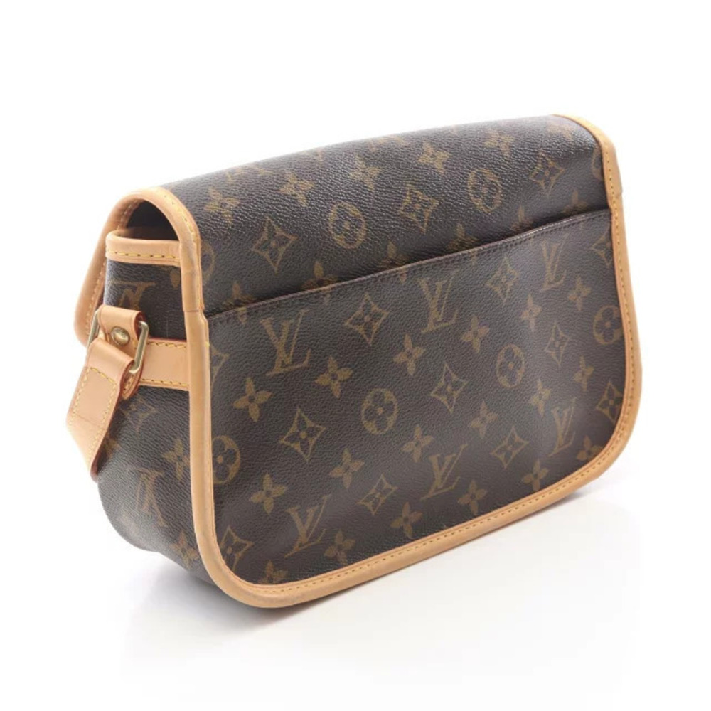 Louis Vuitton Monogram Canvas Bag Shoulder Leather Brown Sologne Brown